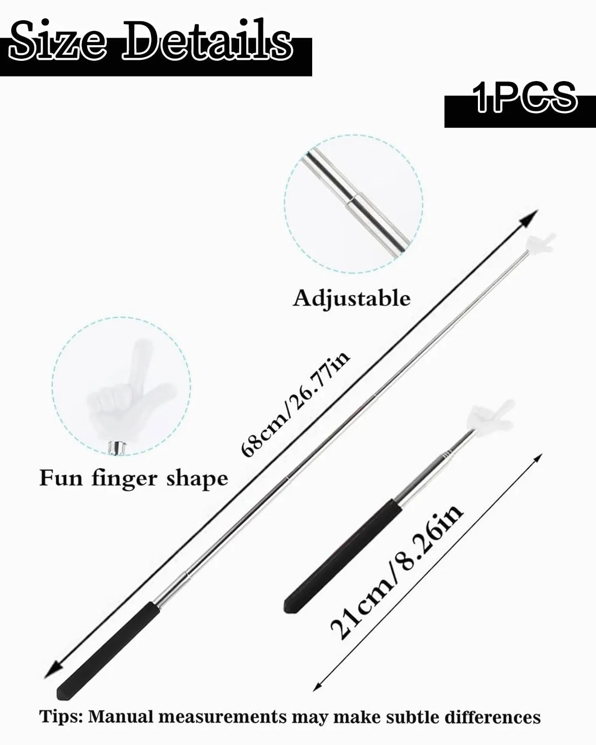 Pointeur télescopique pour enseignant, mini stylo d'enseignement, pointeur de doigt rétractable pour tableau blanc et présentations