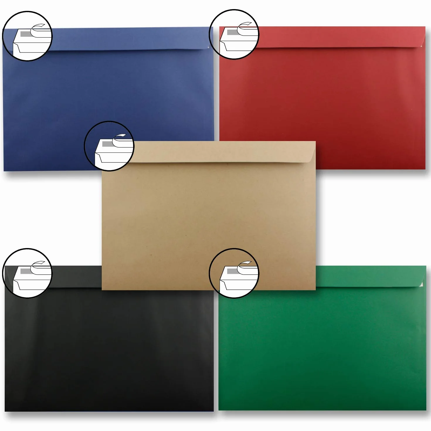 Enveloppes DIN C4 XXL 22,9 x 32,4 cm Lot de 10 Fermeture adhésive sans fenêtre