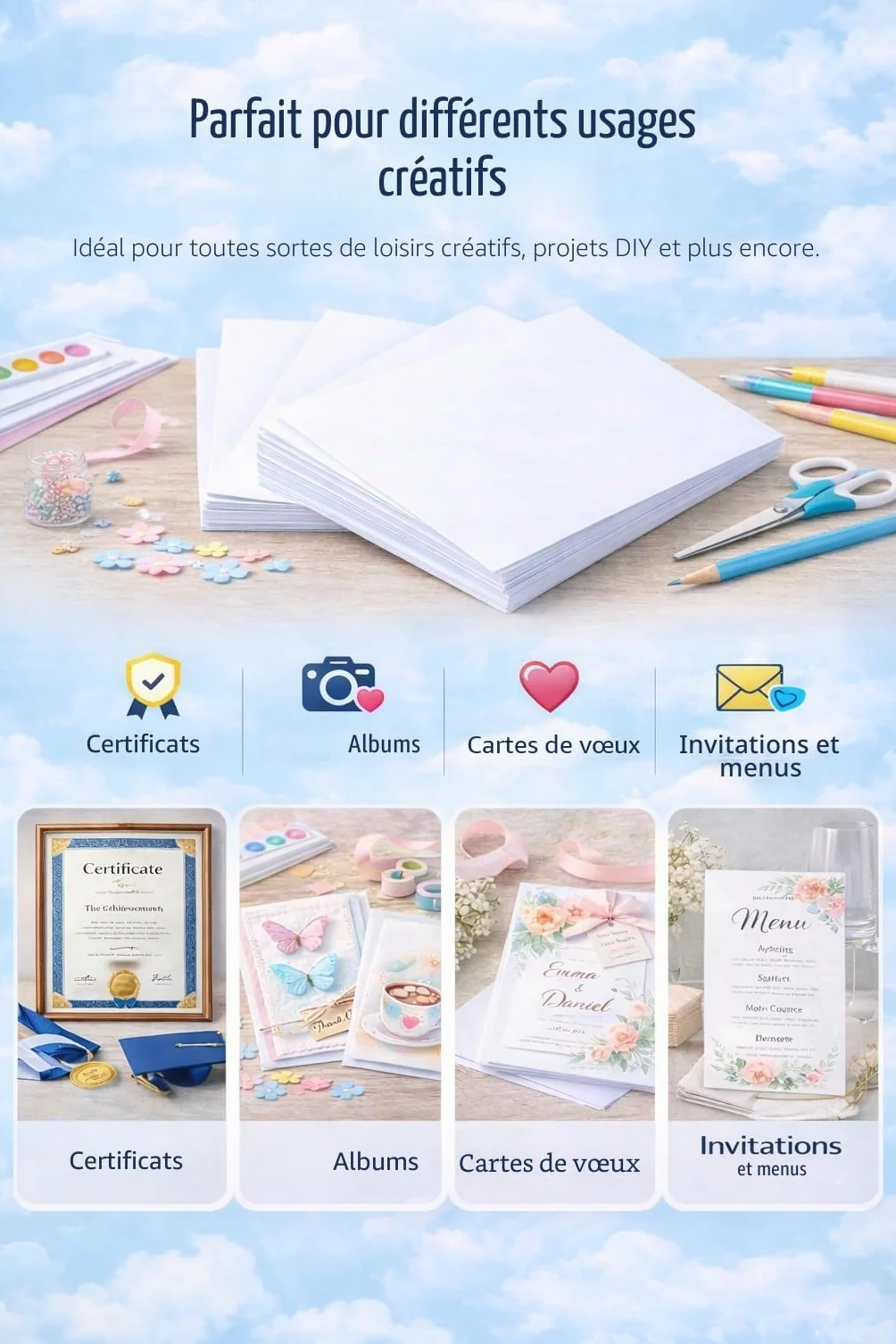 House of Card & Paper 220 g/m² A4 Paper 100 Sheets Blanc