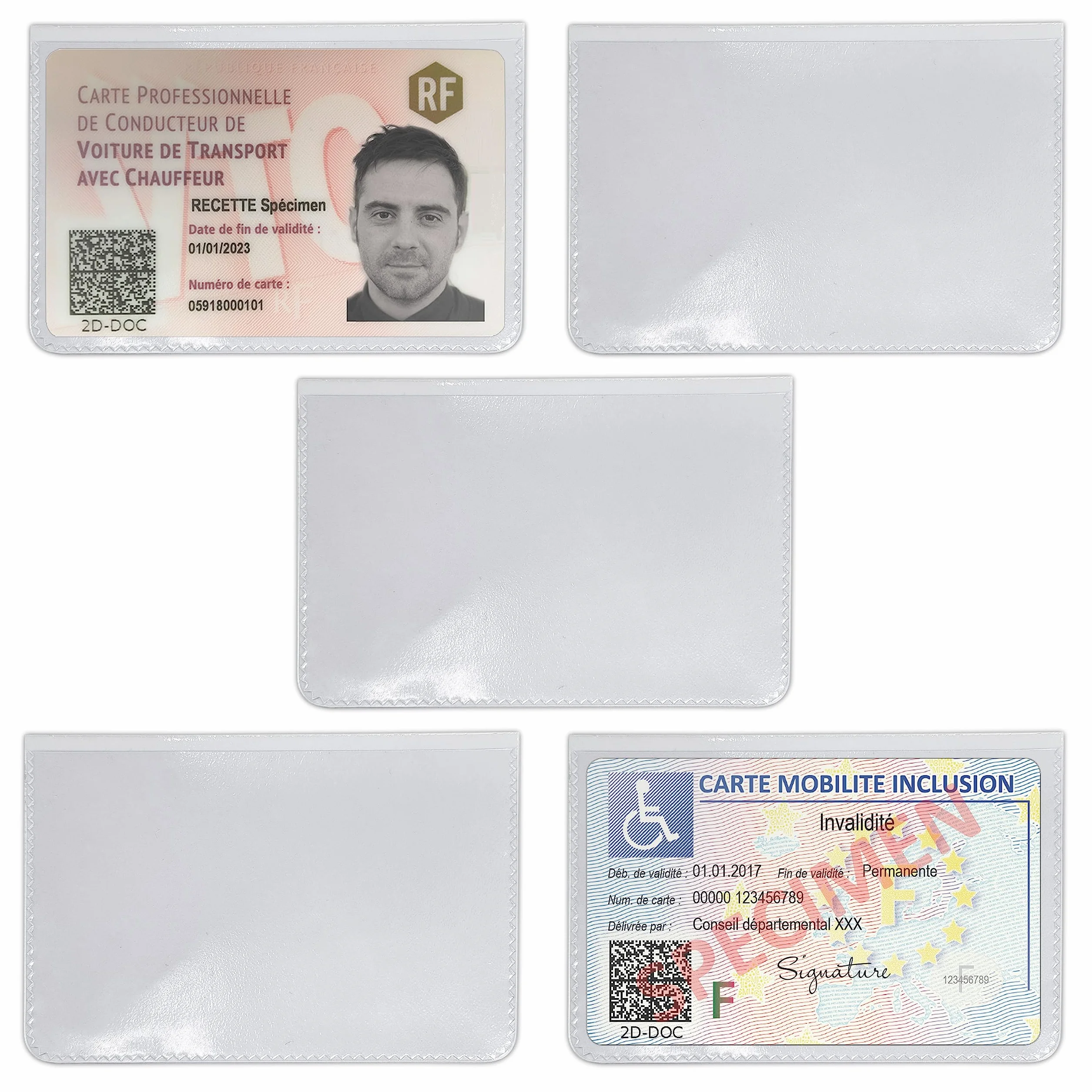 Pochette Porte-Cartes Autocollantes Transparentes pour VTC et Mobilité Inclusion Fabriqué en France