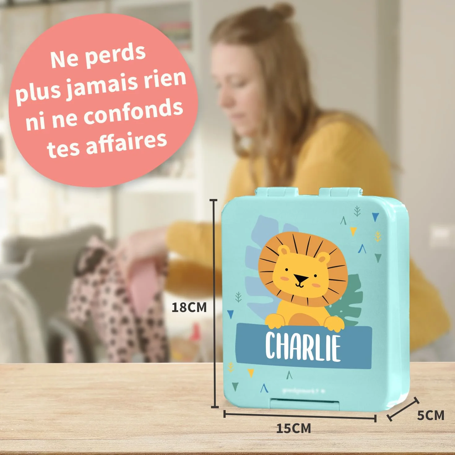Lunch Box Personnalisée Boite à Goûter Enfant avec Compartiment Micro-ondes Lave-vaisselle Vert Armée