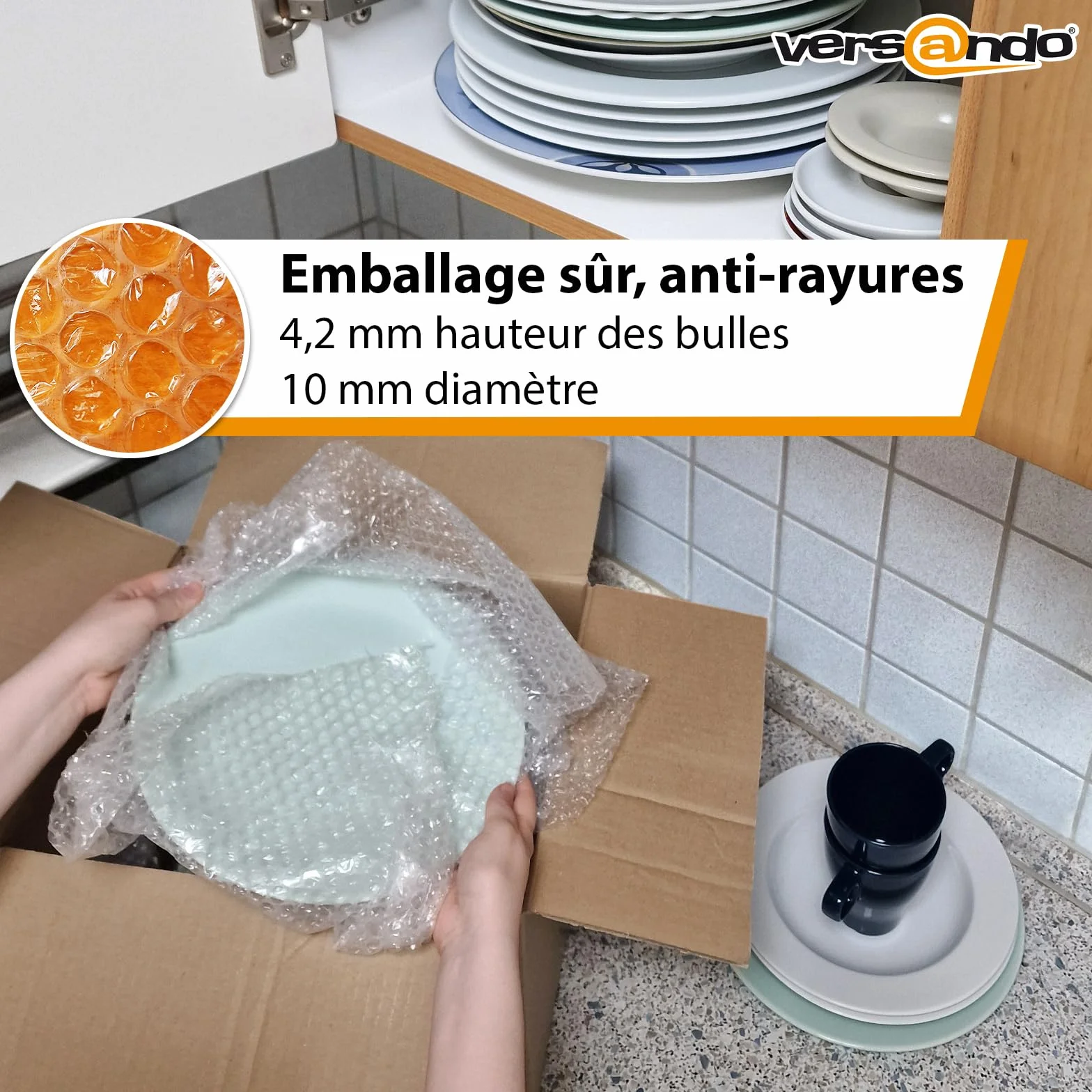 Versando Premium Film à Bulles 100m x 0,5m Rouleau à Deux Couches pour Emballage et Déménagement