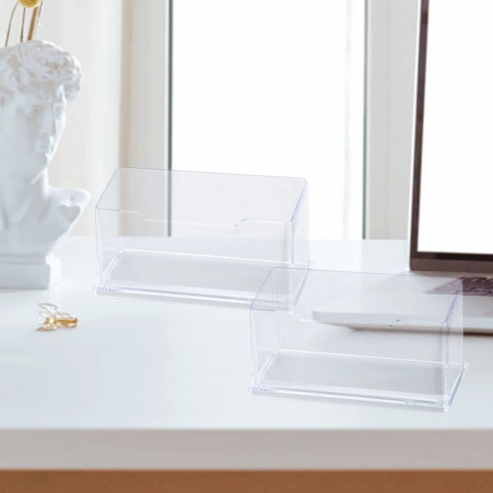 Porte-cartes de visite transparents acrylique lot de 3 pour bureau organisateur