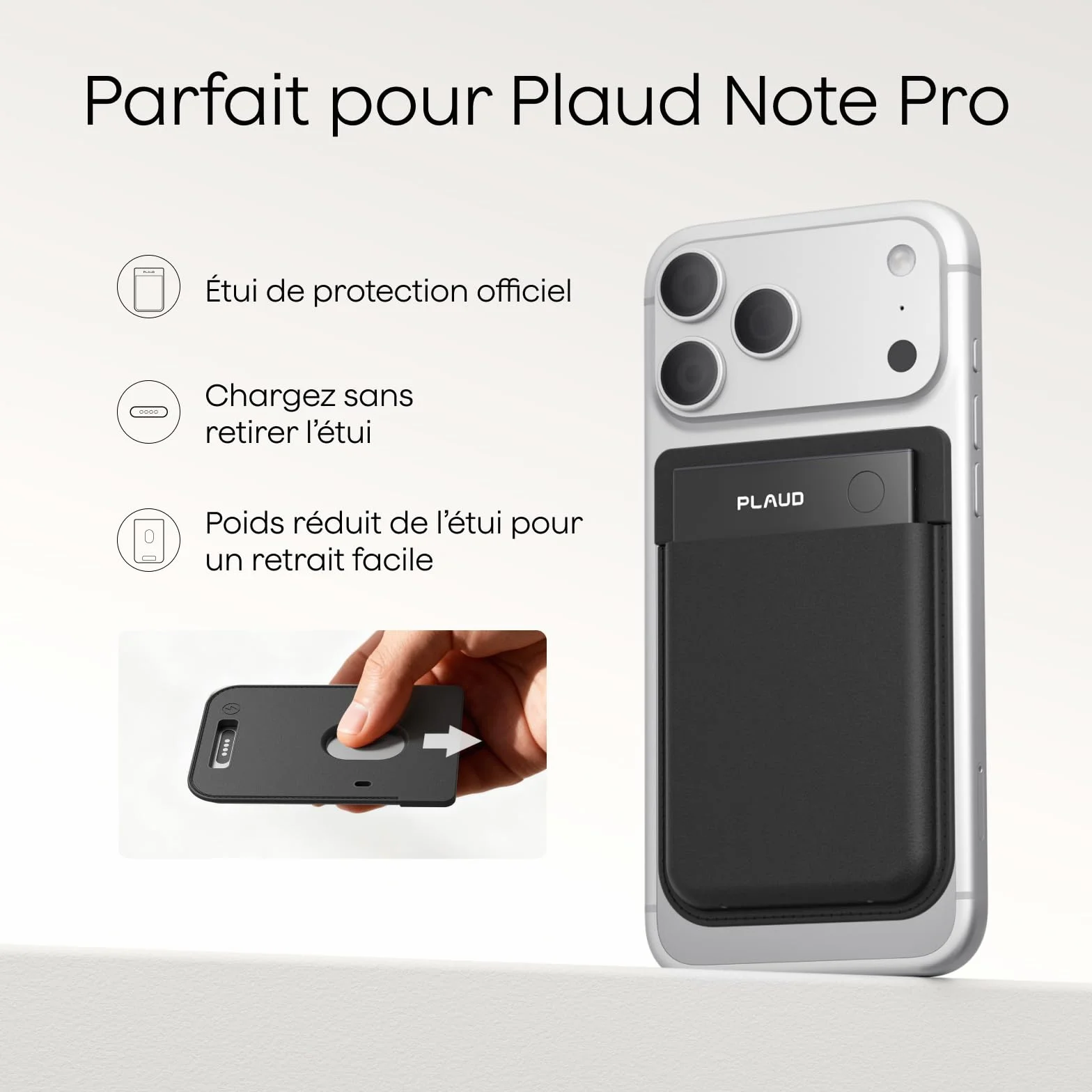 Étui de Magnétique pour Plaud Note Pro Enregistreur Vocal IA, Noir