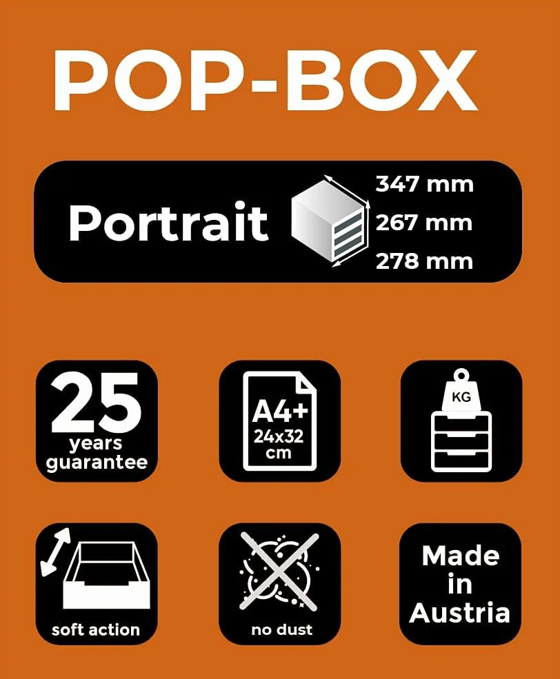 Exacompta POP-BOX Caisson 4 tiroirs fermés pour document A4+ Noir/arlequin