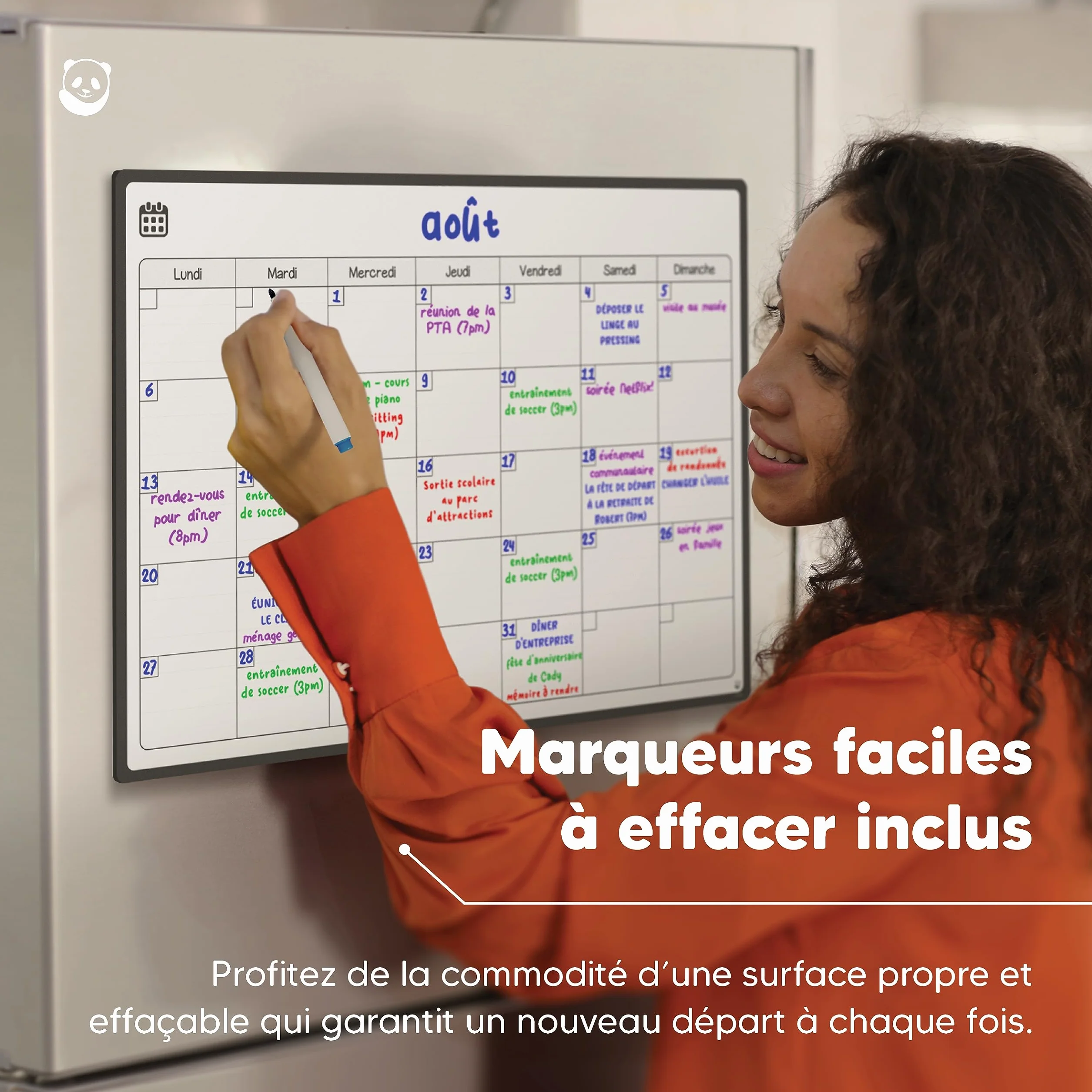 Smart Panda A3 Calendrier Magnétique Pour Frigo - Planifier Les Repas Familiaux, Listes De Courses - Tableau Aimanté Mensuel en Français
