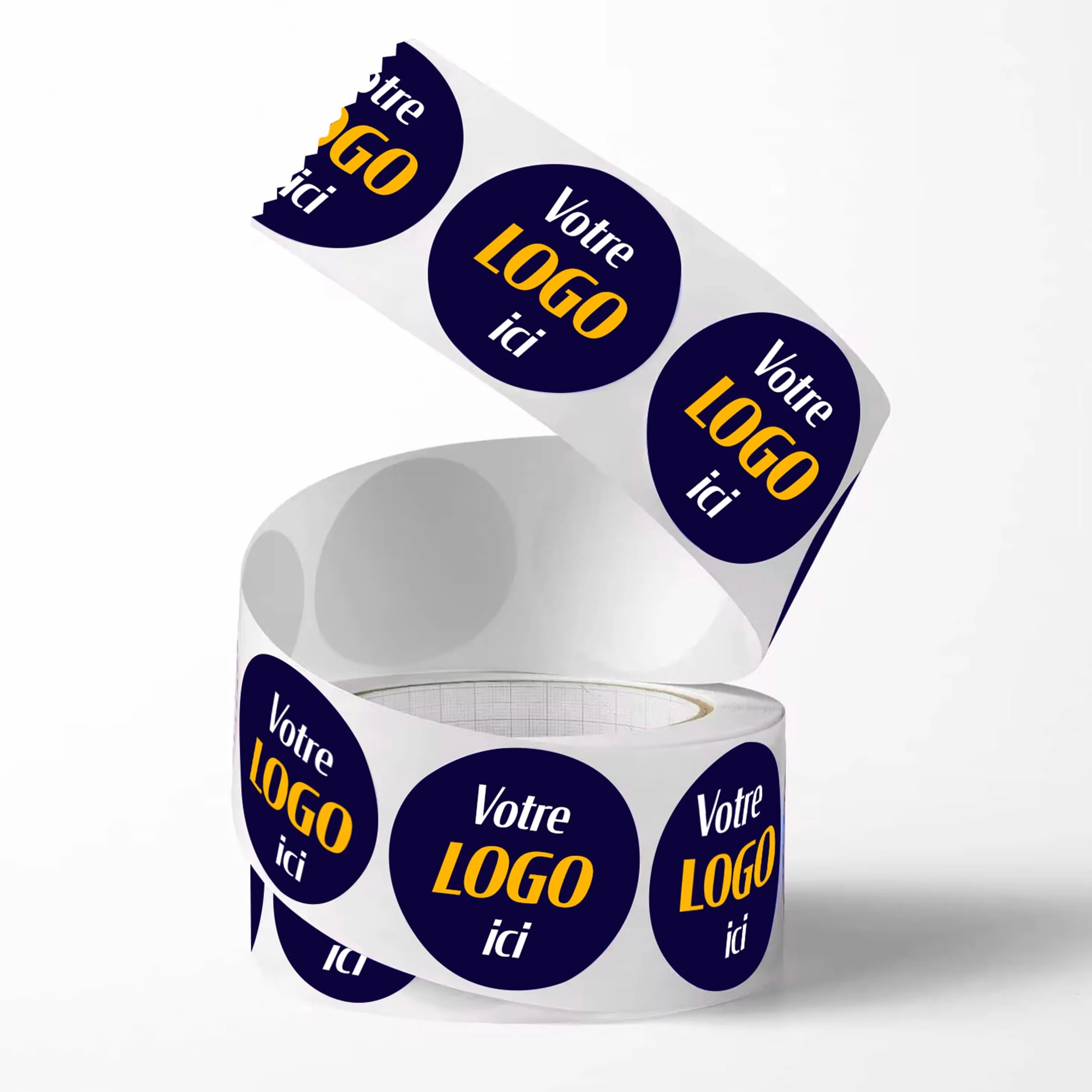 Étiquettes personnalisées en rouleau blanc imprimées 100-2400 autocollants logo entreprise France Wraplab