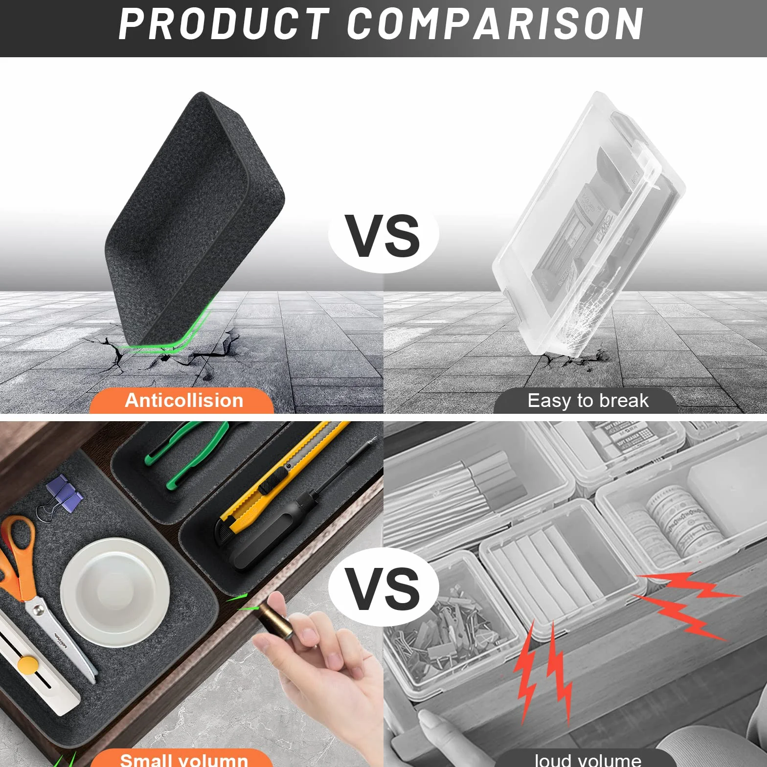 Cinnani Lot de 16 Organisateur Tiroir Feutre, 4 Tailles Boîte Rangement Tiroir Bureau Maquillage Bijoux