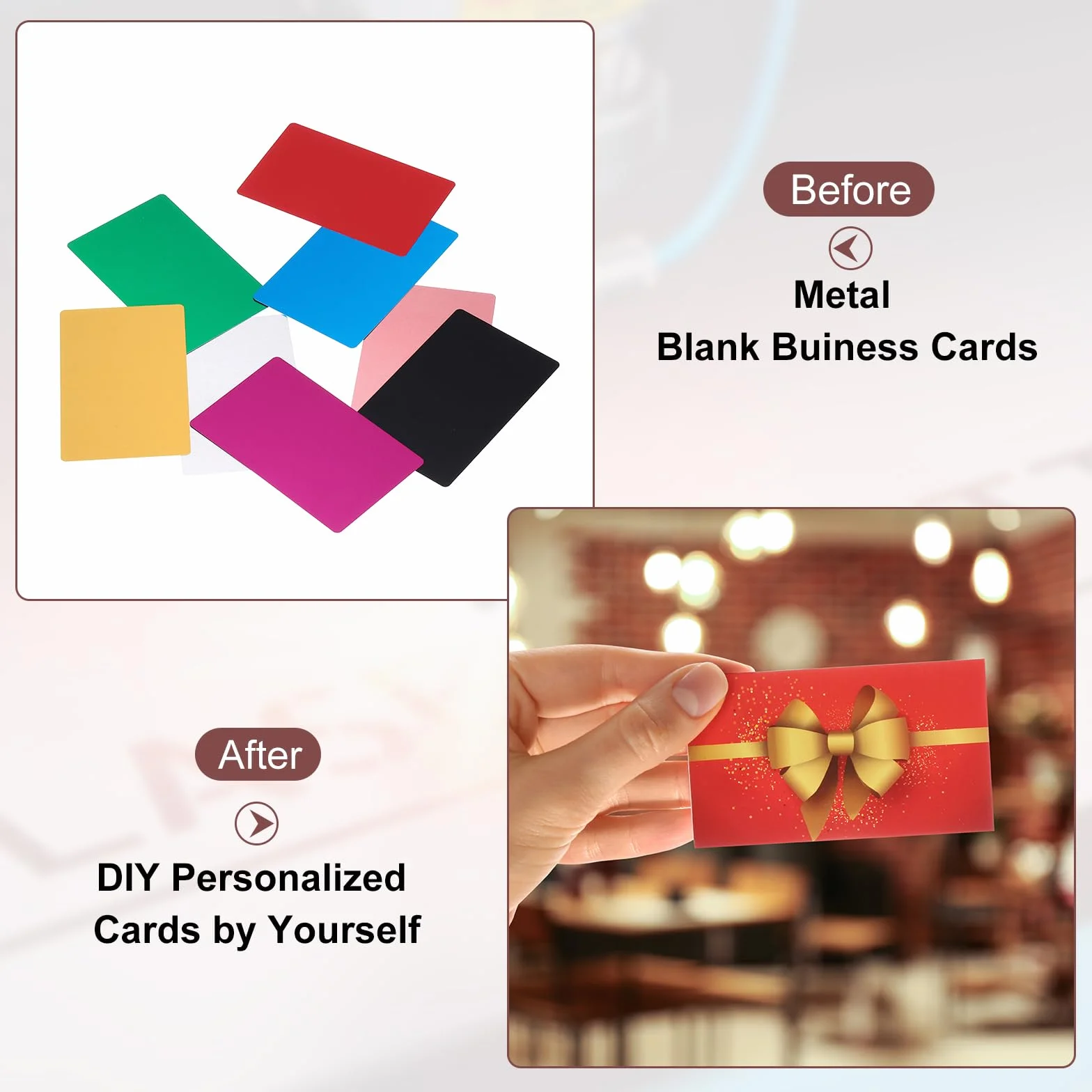 PATIKIL Cartes de visite en métal 0,21 mm aluminium or rose 100 paquets pour gravure laser DIY