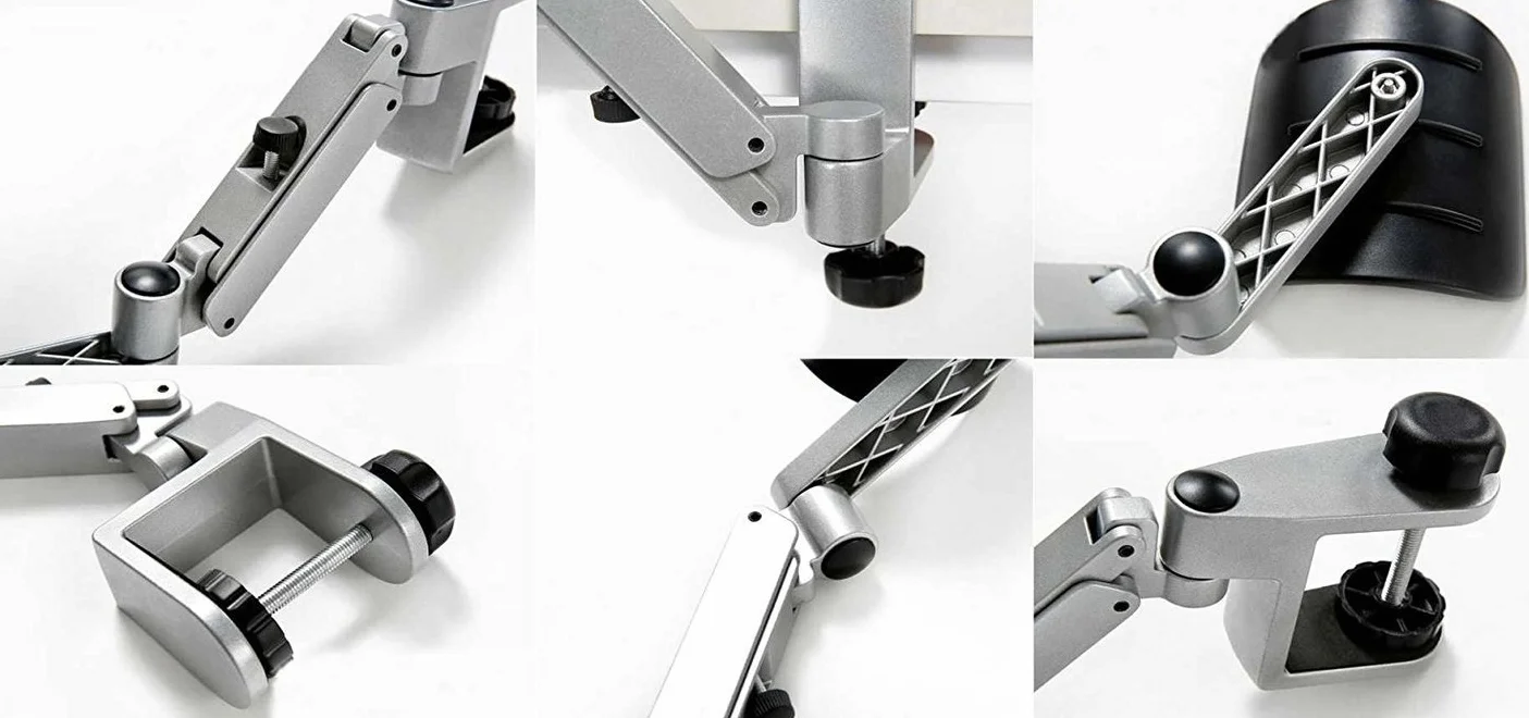 Support d'avant Bras articulé Ergonomique en Aluminium pour Bureau d'Ordinateur