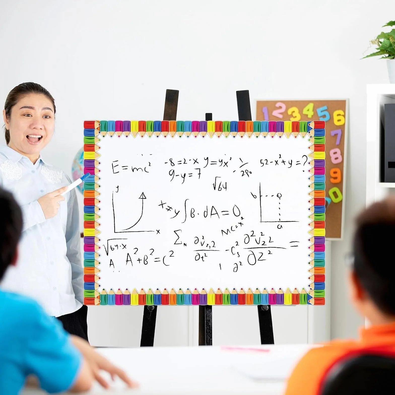 Bordure de tableau d'affichage 7,9 m Motif crayon Autocollant mural PVC salle de classe