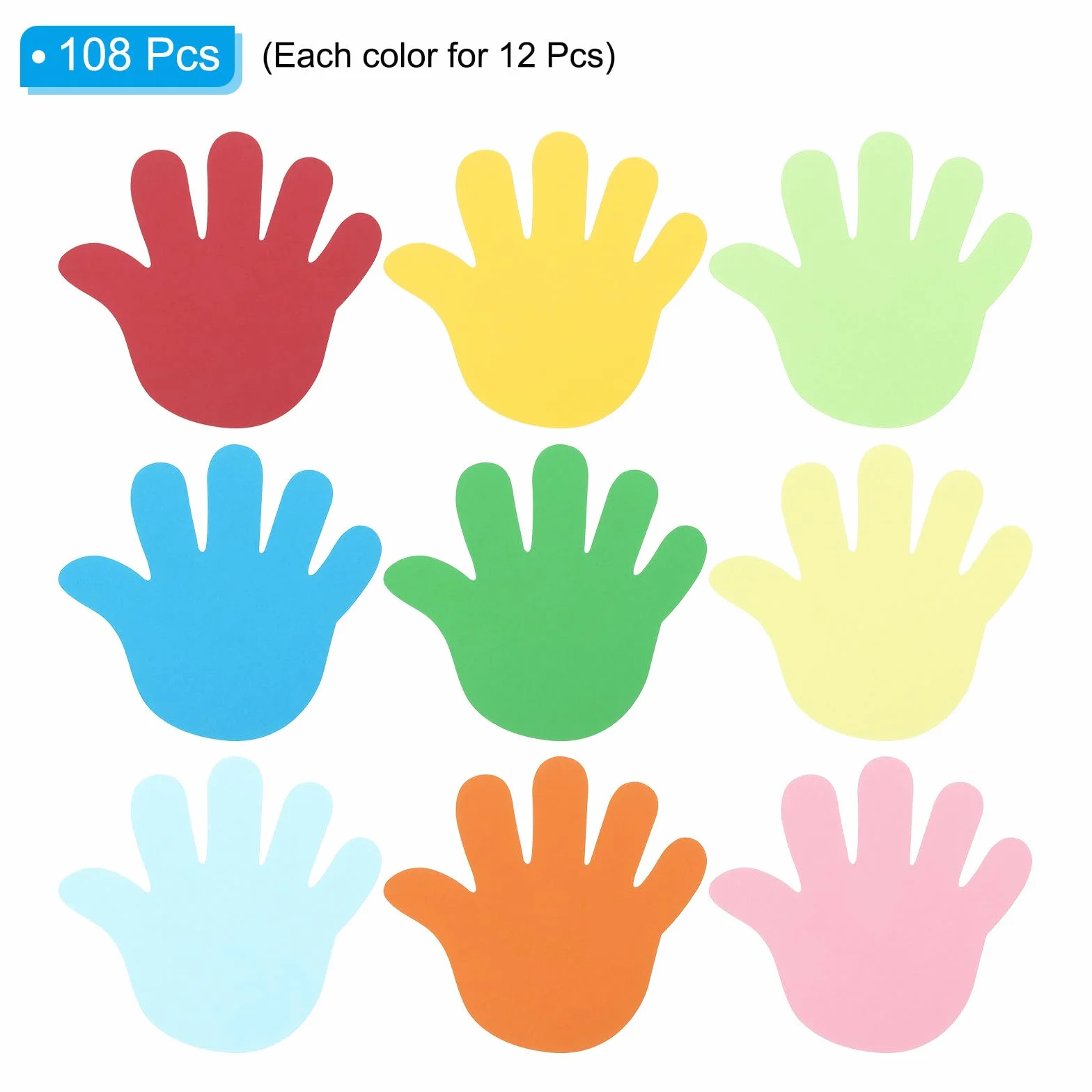 PATIKIL Découpes en Papier pour Tableau d'Affichage, 108 Pièces Formes de Mains Multicolores
