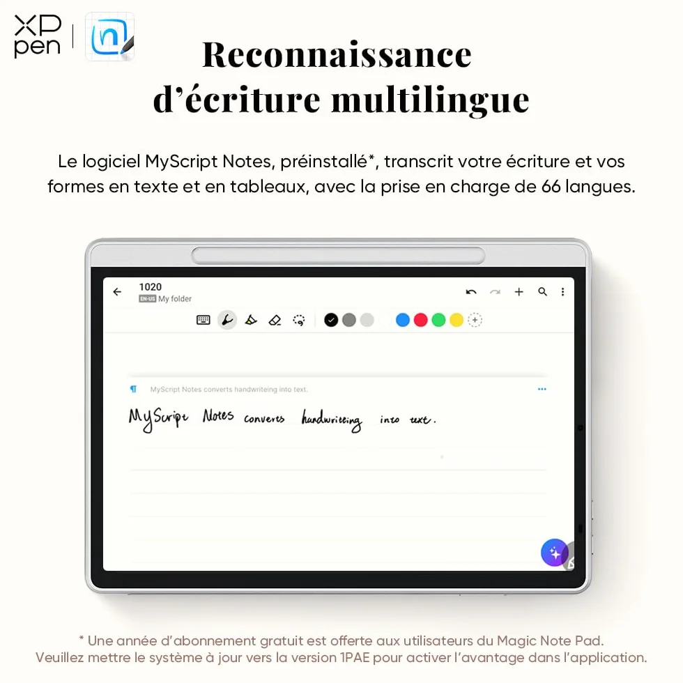 XPPen Magic Note Pad 10,95 Pouces Tablette Prise de Note Numerique avec Trois Modes