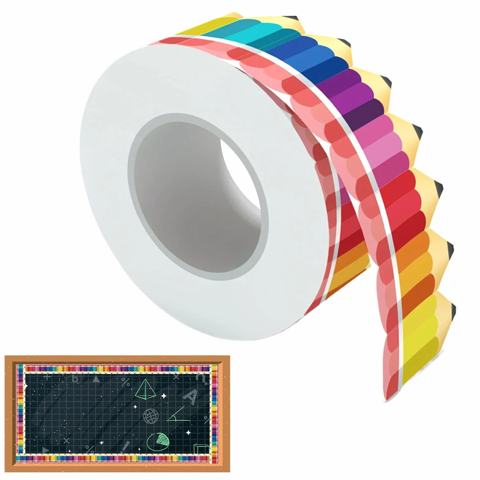 Frise de crayon pour tableau d'affichage 20 m motif crayon pour écoles