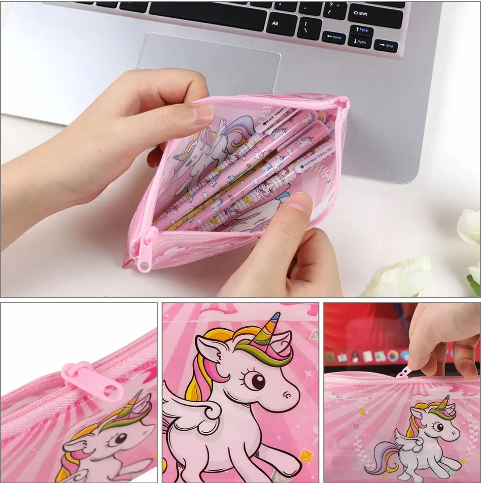 Vicloon Papeterie Licorne 27Pcs Cadeau Ensemble Étuis Crayons Stickers Taille-Crayon Filles