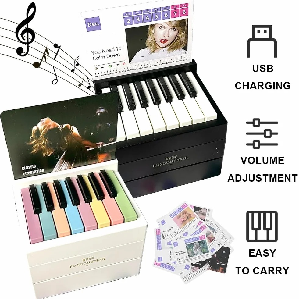 Calendrier de piano 2025 jouable, 52 partitions, bloc mémo 3D, chronomètre créatif, cadeau Noël anniversaire