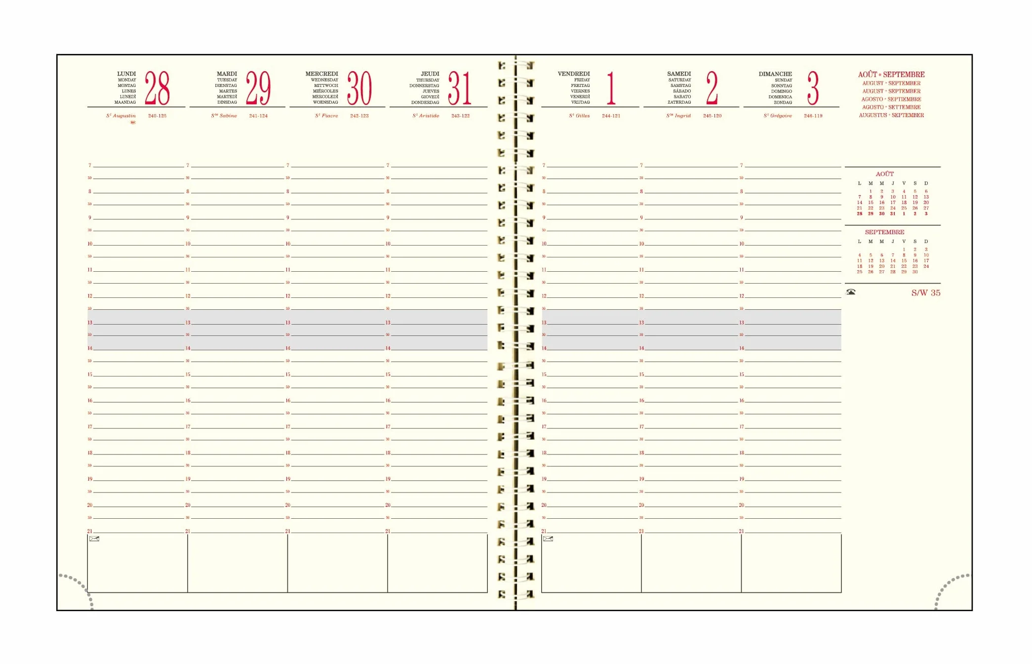 Exacompta Agenda de bureau SAD 22S Méline 18.5 x 22.5 cm Semainier 16 mois Vert d'eau