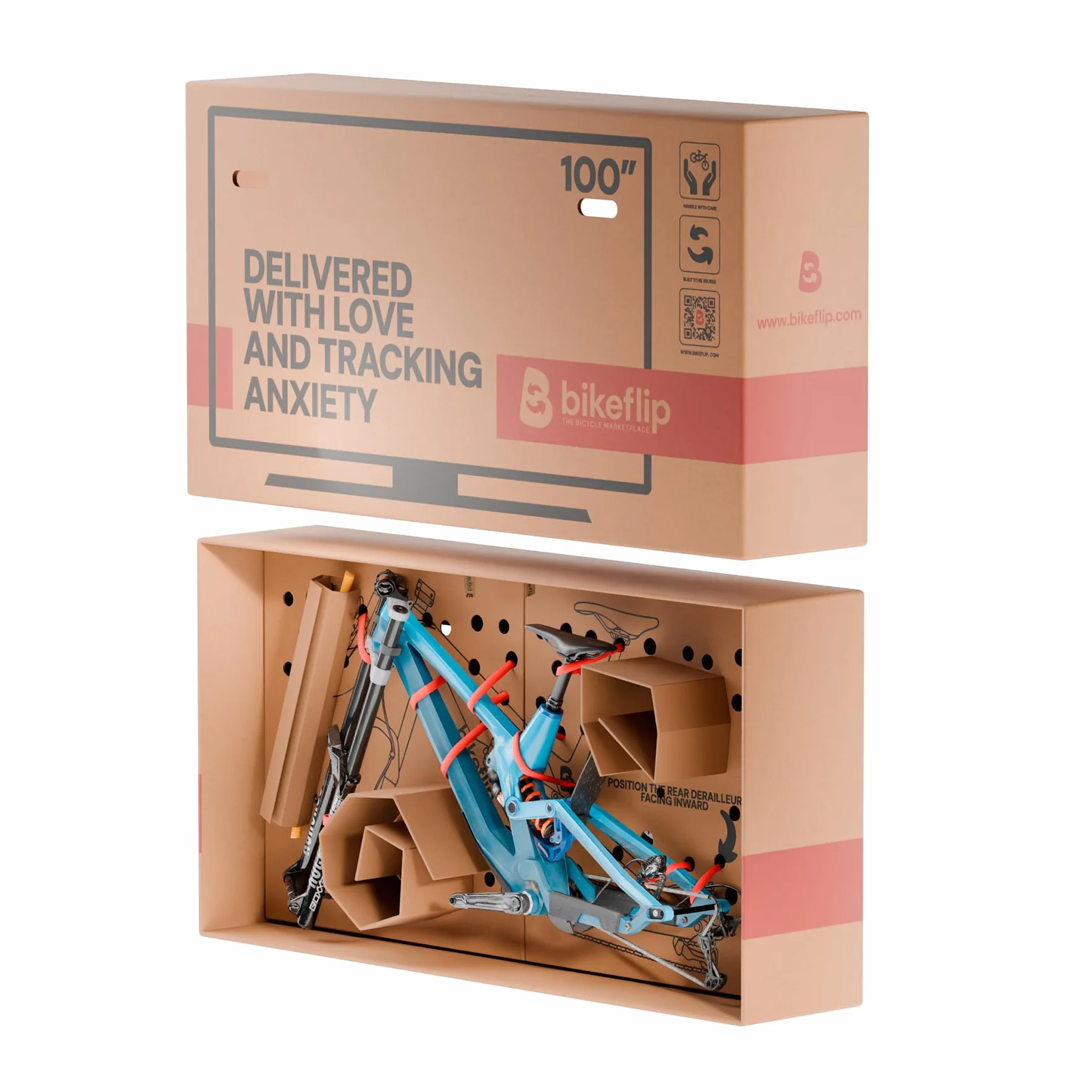 Bikeflip Carton d'Expédition pour Vélos VTT E-Bike Gravel Résistant Réutilisable