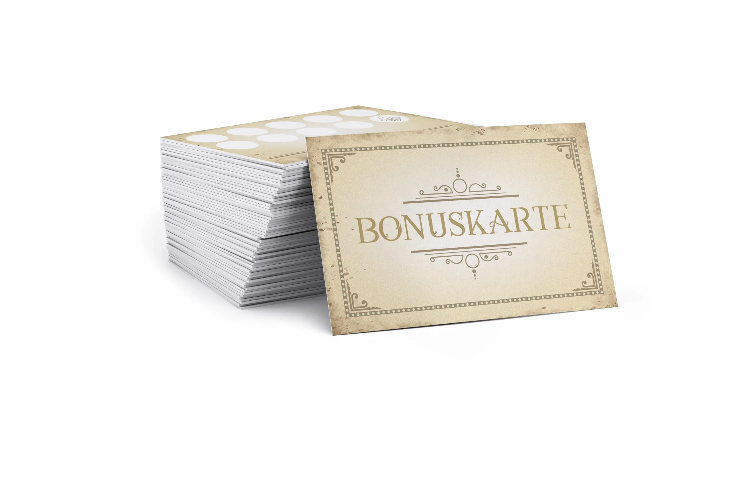 Lot de 100 cartes bonus vierges vintage avec espace pour noms clients et tampons d'entreprise