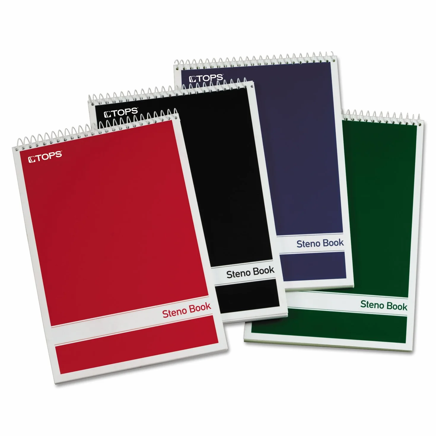TOPS spirale Steno livres 15,2 x 22,9 cm Gregg Rule Greentint 80 feuilles 4 livres par lot