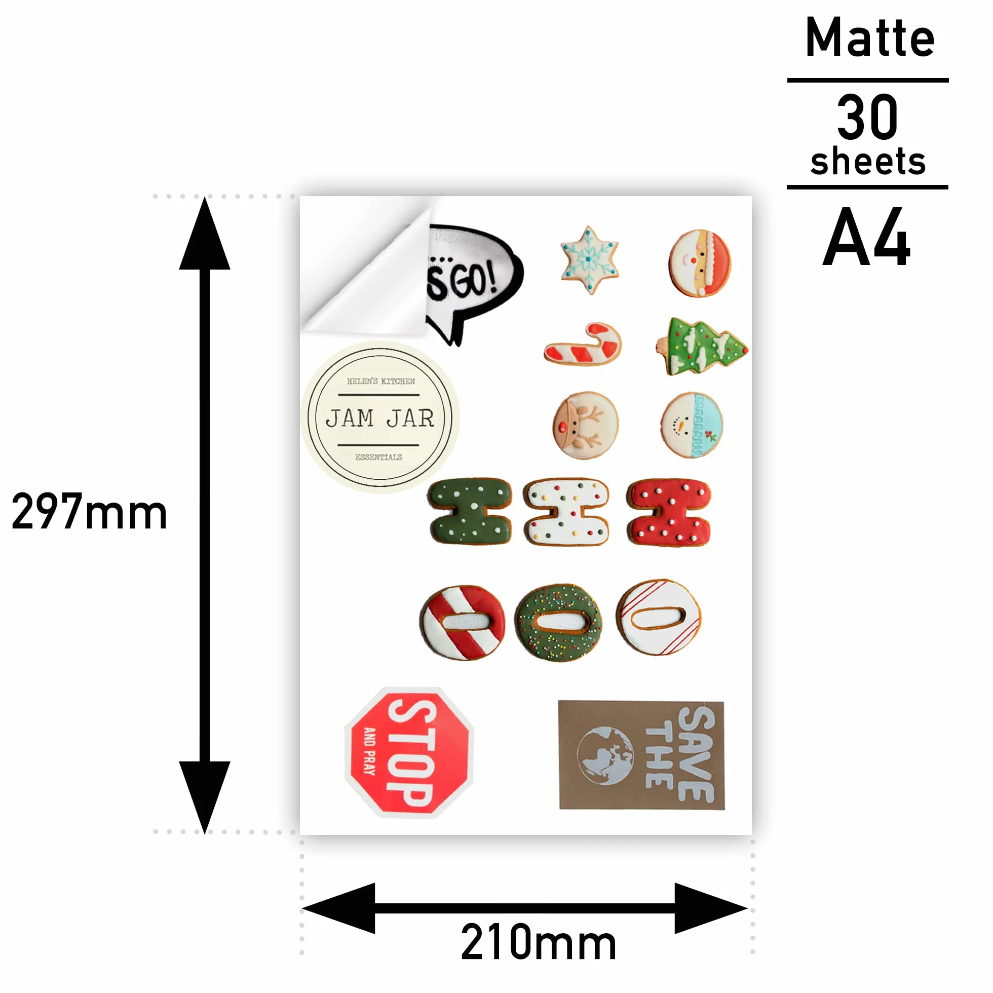 akaca Vinyle Papier Autocollant Imprimante A4, 30 Feuilles, Mat Blanc, Étiquette Imperméable, 210 x 297 mm