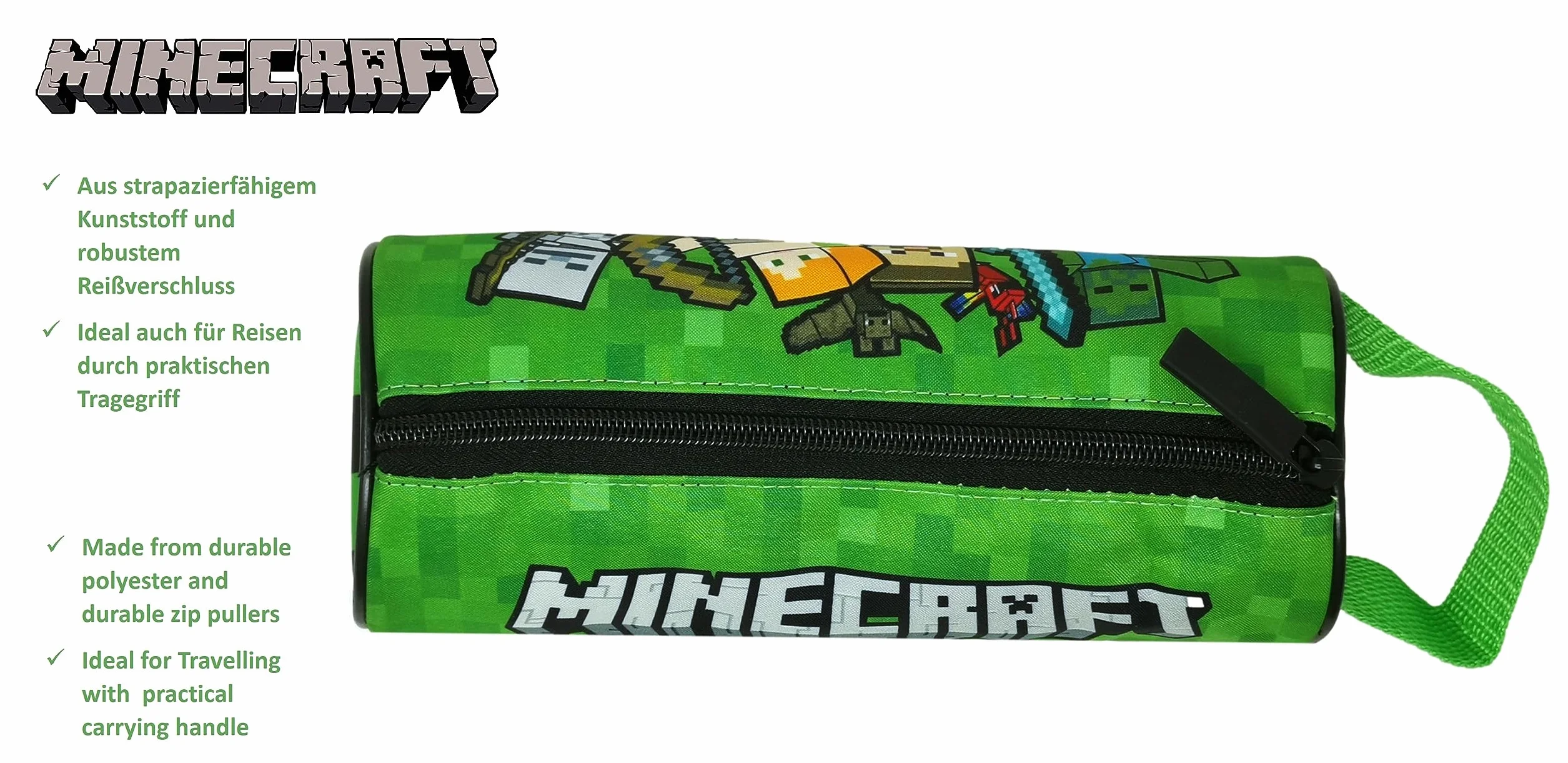 Theonoi Minecraft Trousse à crayons enfant Creeper vert 22 x 9 cm