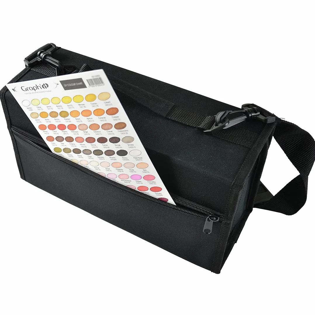 ART&GO Mallette de Transport pour 80 Marqueurs Noir Organiseur Ergonomique 6 Rangées Transparentes