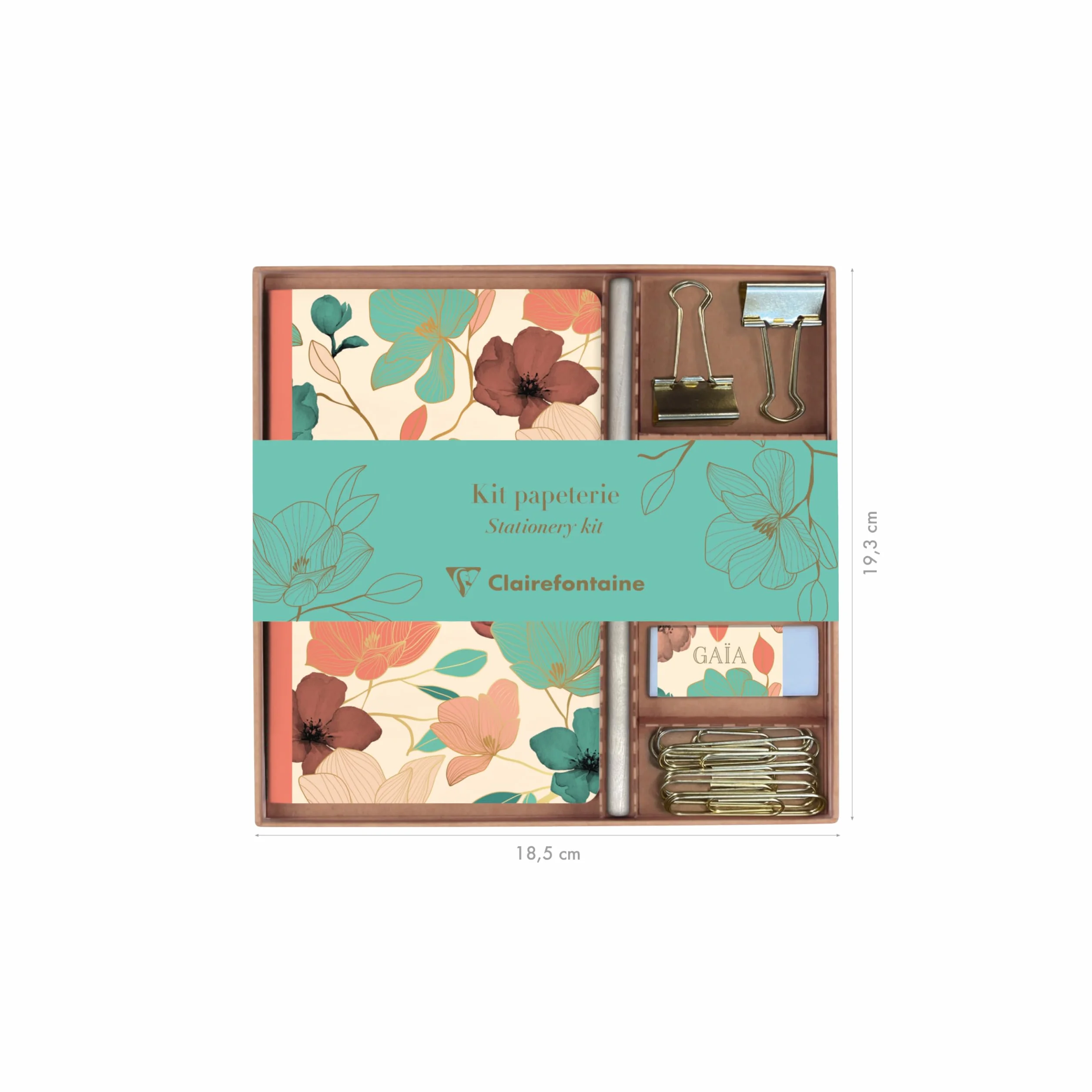 Clairefontaine Kit de Papeterie Gaïa beige Carnet 11x17 cm 64 Pages Lignées