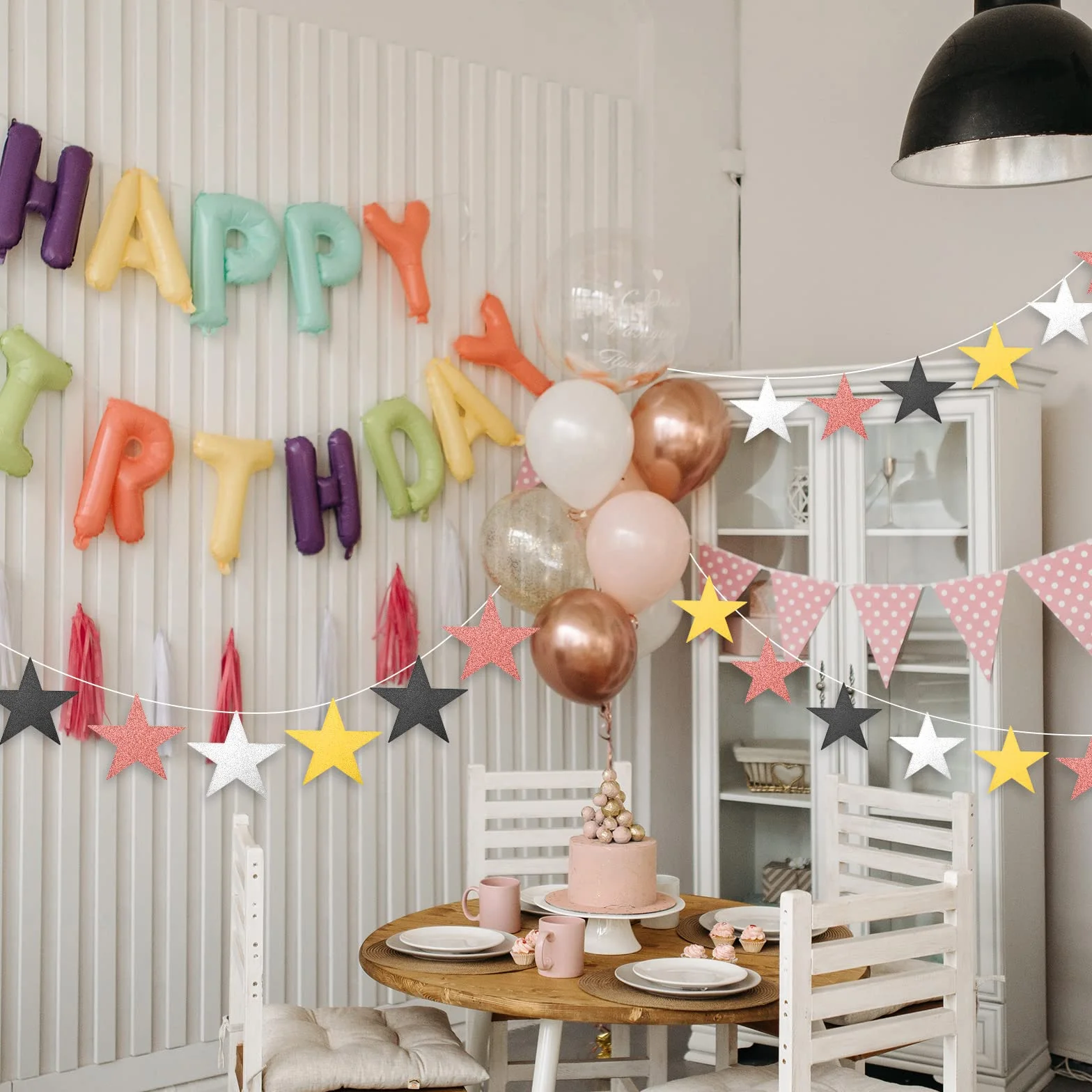 Confettis en Papier Étoile Scintillante 15,3cm 50pcs Découpes d'Étoiles pour Tableau d'Affichage Fête (Noir)