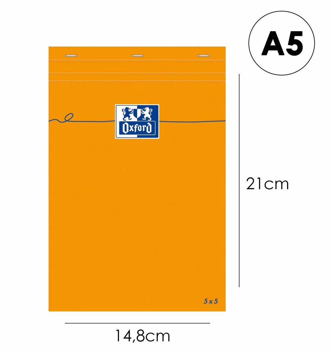 OXFORD Lot de 5 Bloc-Notes Orange A5 Petits Carreaux 5mm 80 Feuilles