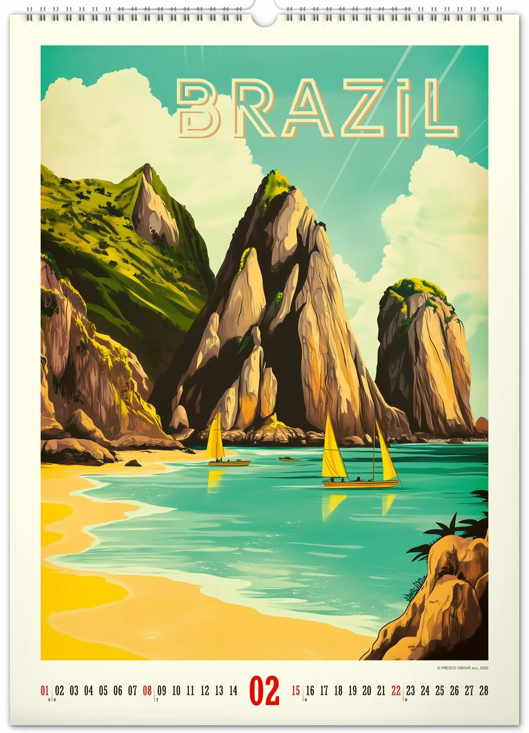 NOTIQUE Calendrier mural 2026 Poster vintage 33 x 46 cm Paradis tropicaux