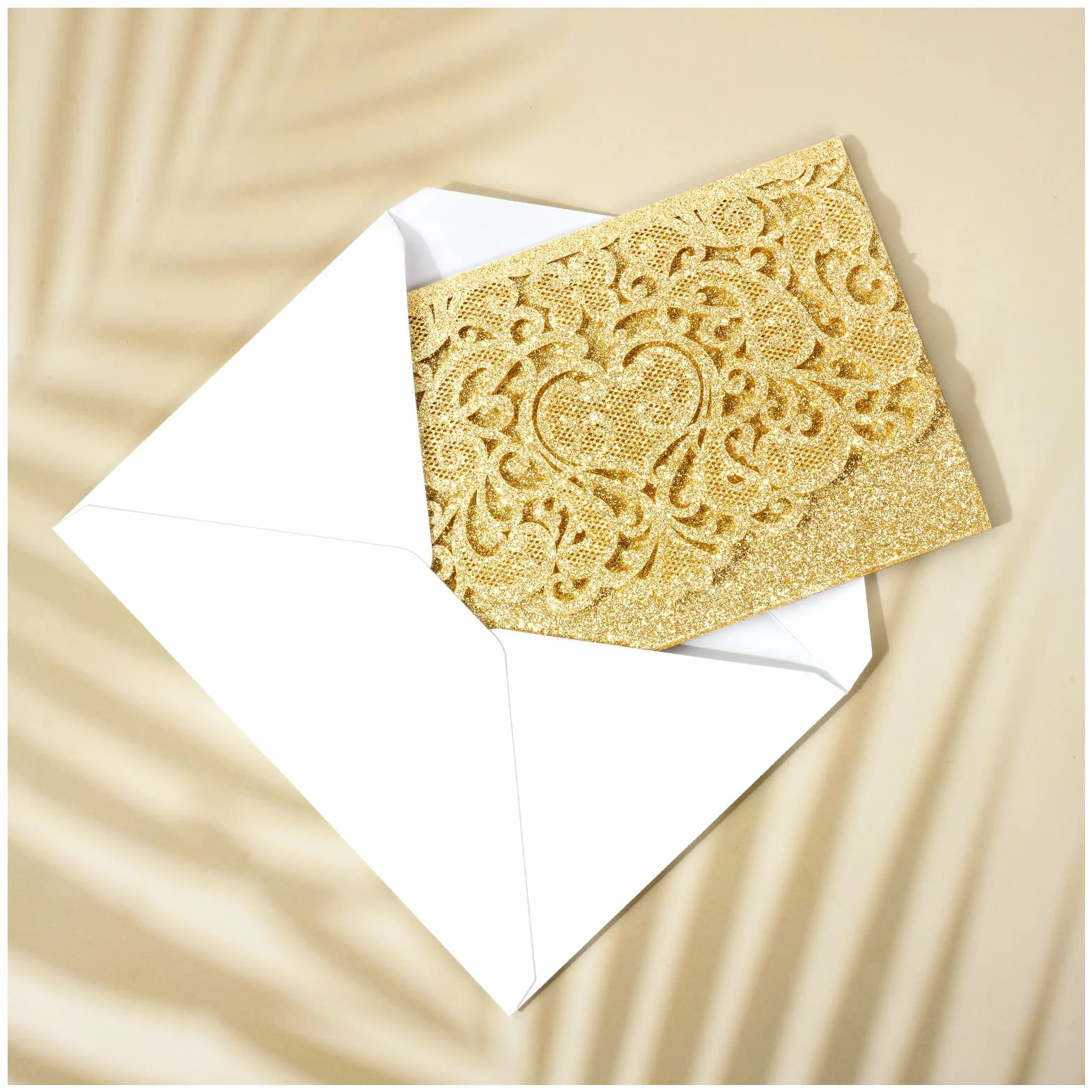 Vicloon Carte de Voeux 3D Pop-Up Mariage avec Enveloppe, Carte Anniversaire Félicitations pour Couple (Or)