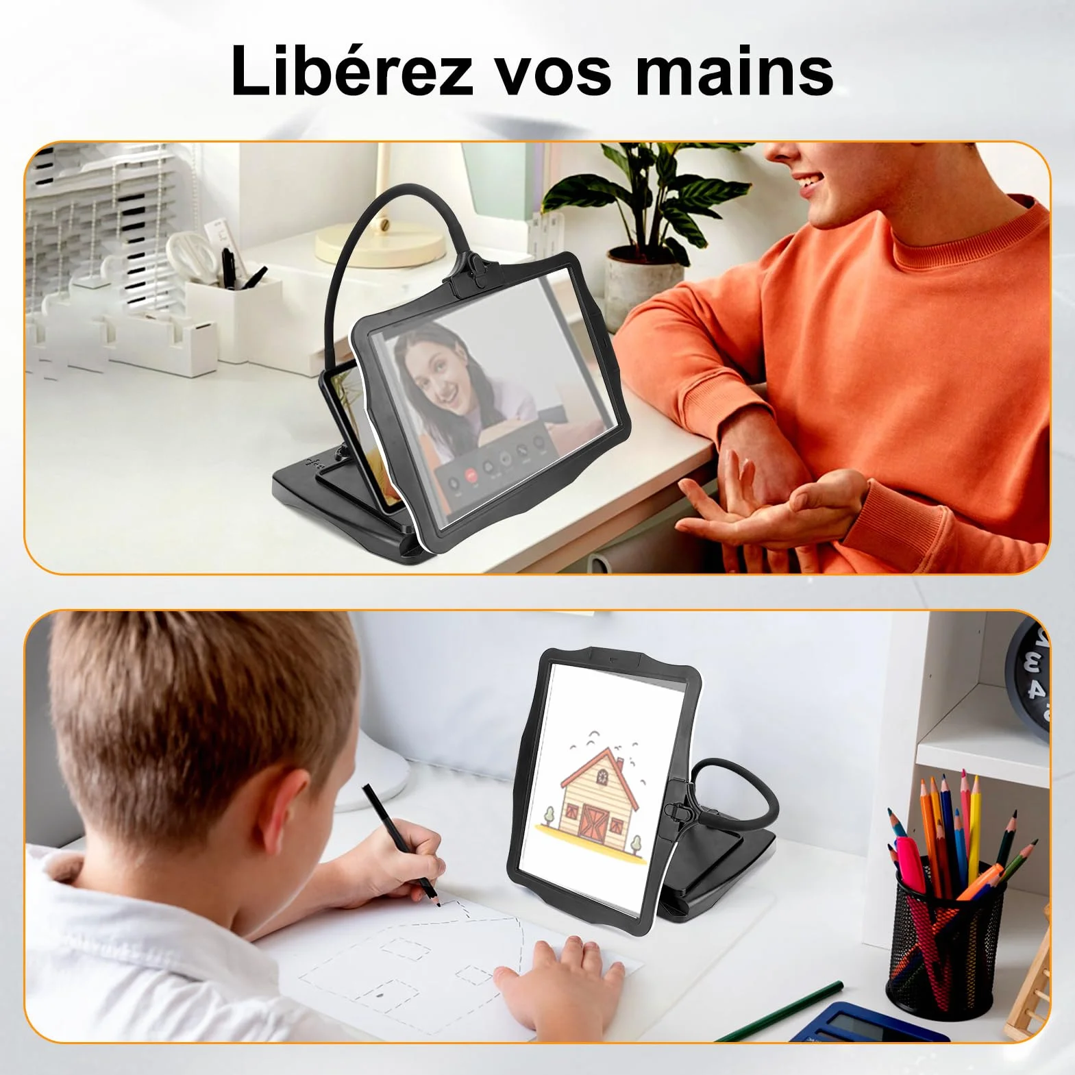 Grande loupe 10x avec lumière LED, col de Cygne, Lampe de Bureau réglable