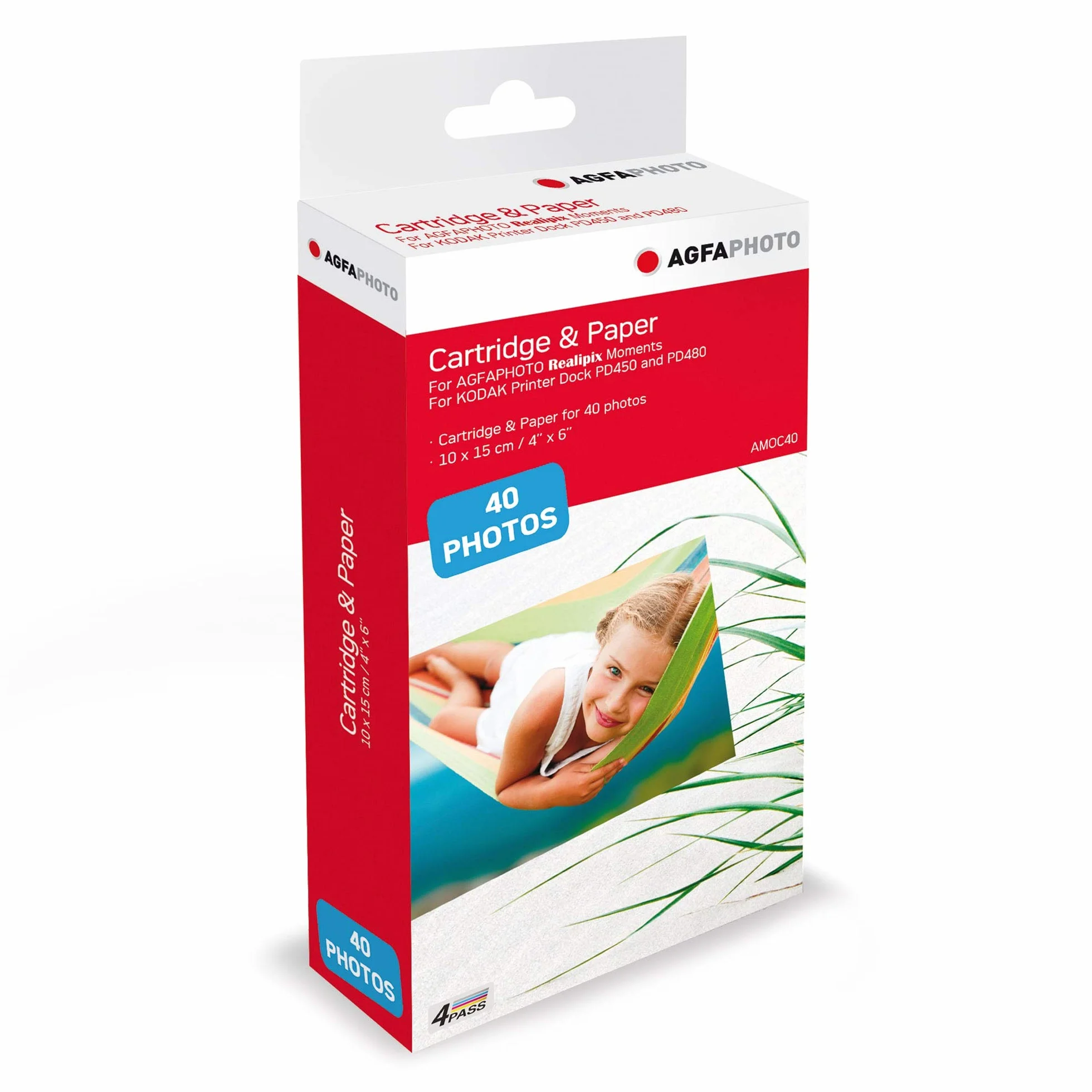 AGFA PHOTO Cartouche et papiers photos 10 x 15 cm Compatible Realipix Moments KODAK PD450 PD460 PD480 PD450WIFI