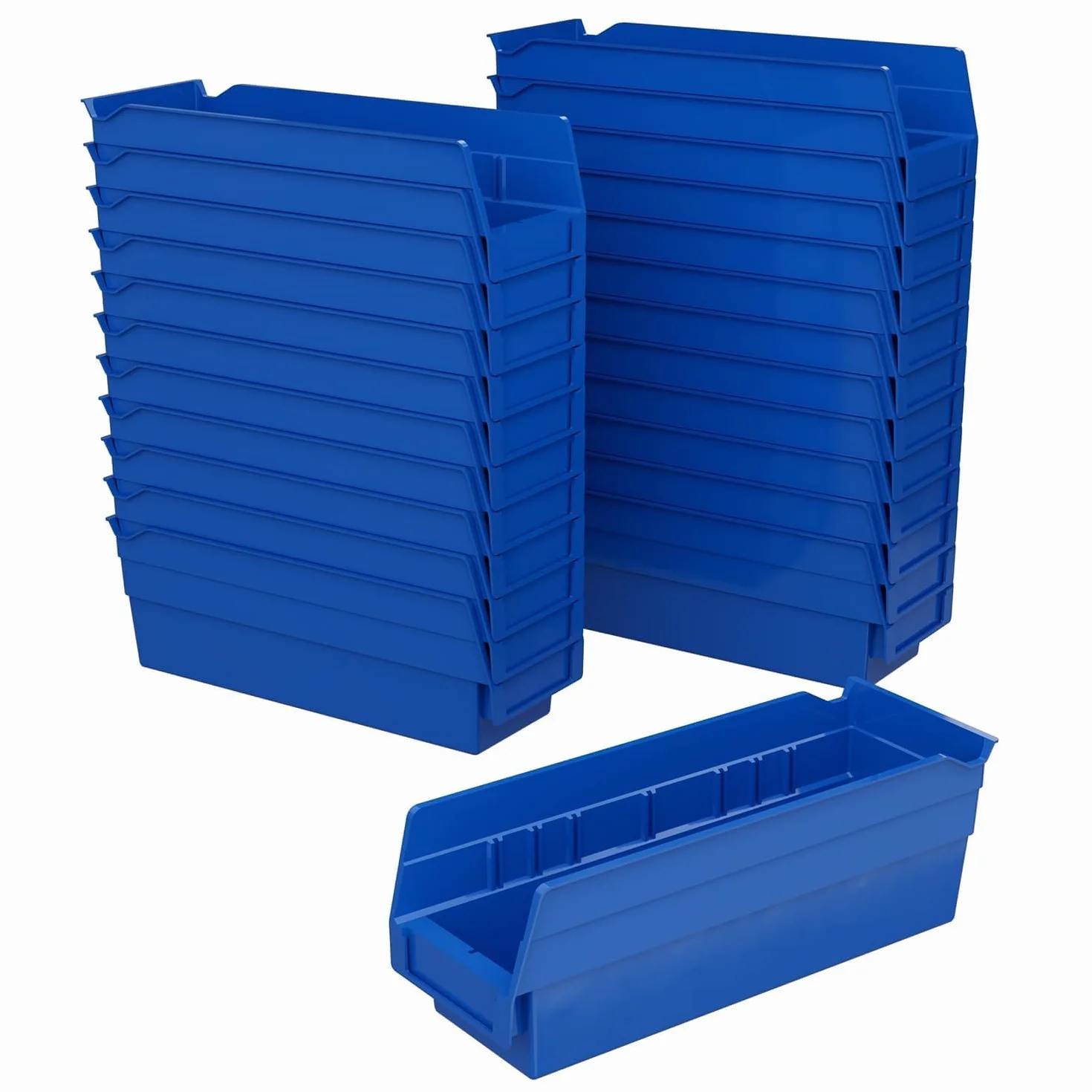 Akro-Mils Étagères en plastique 30120 bacs de rangement robustes 30,48 cm x 10,16 cm x 10,16 cm bleu paquet de 24
