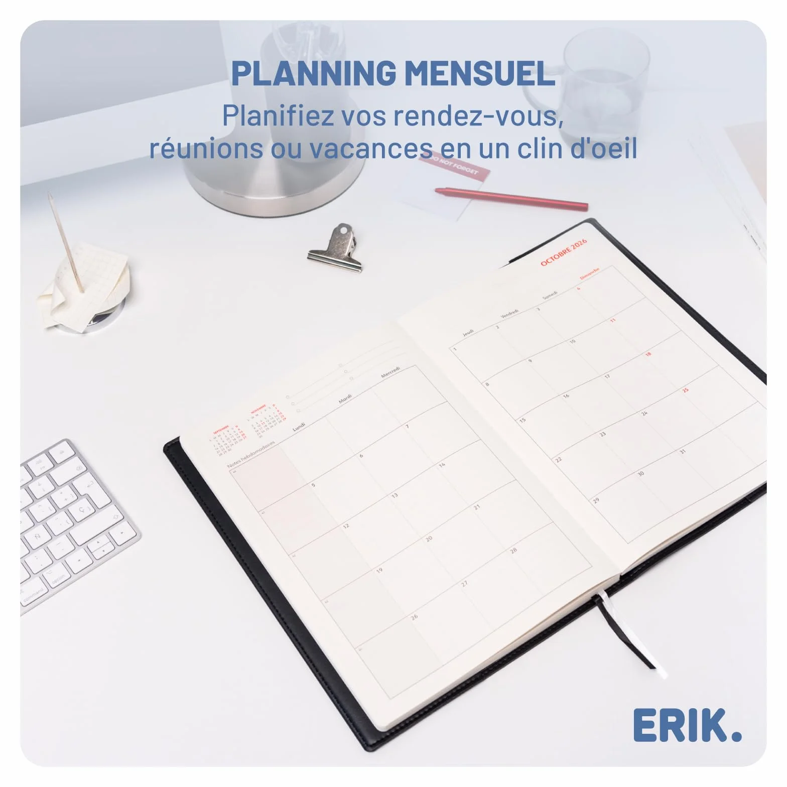 Agenda A4 2026 Semainier Vertical en Français, Carnet de Rendez-Vous Professionnel