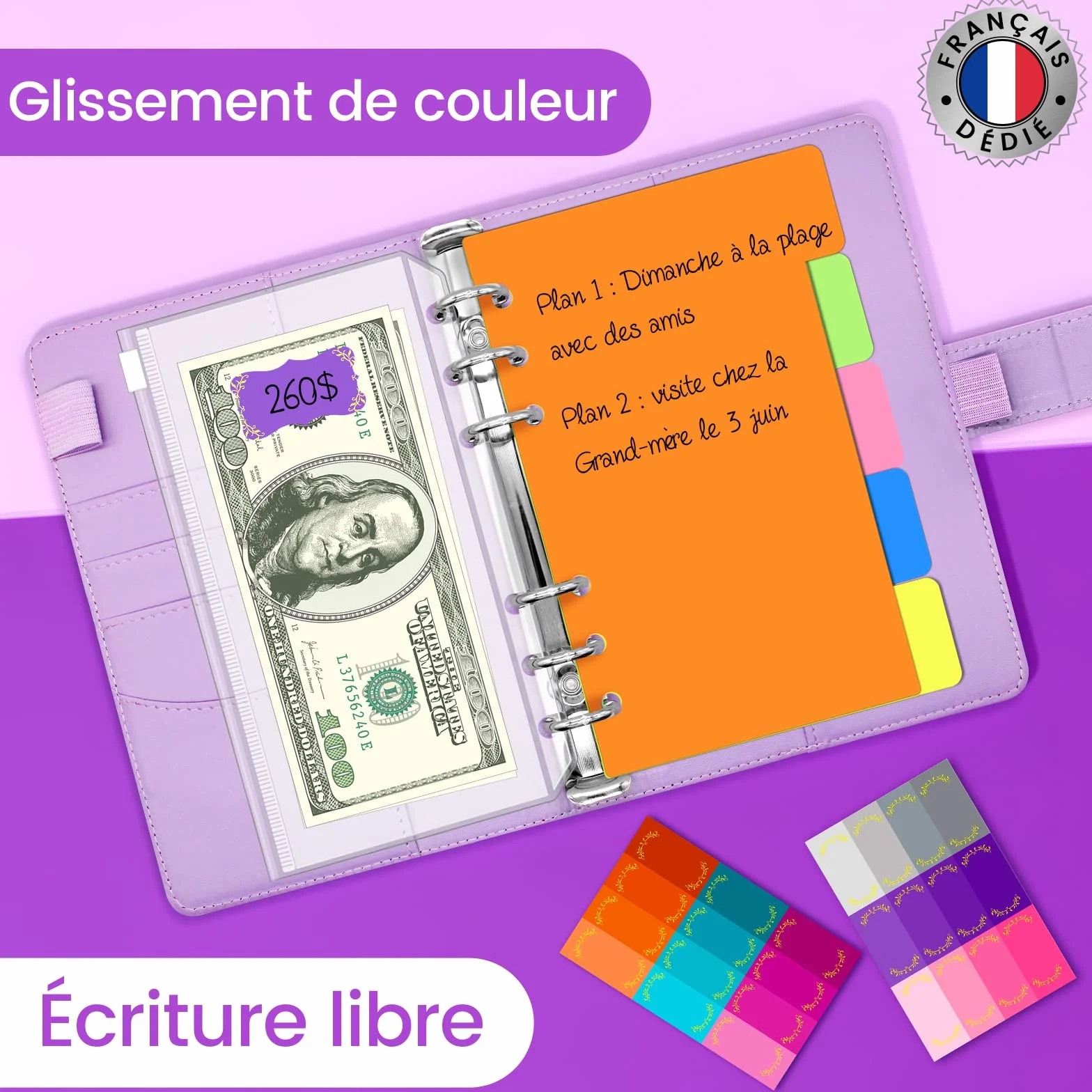 Classeur Budget Francais A6 Enveloppe Violet Carnet Organisateur
