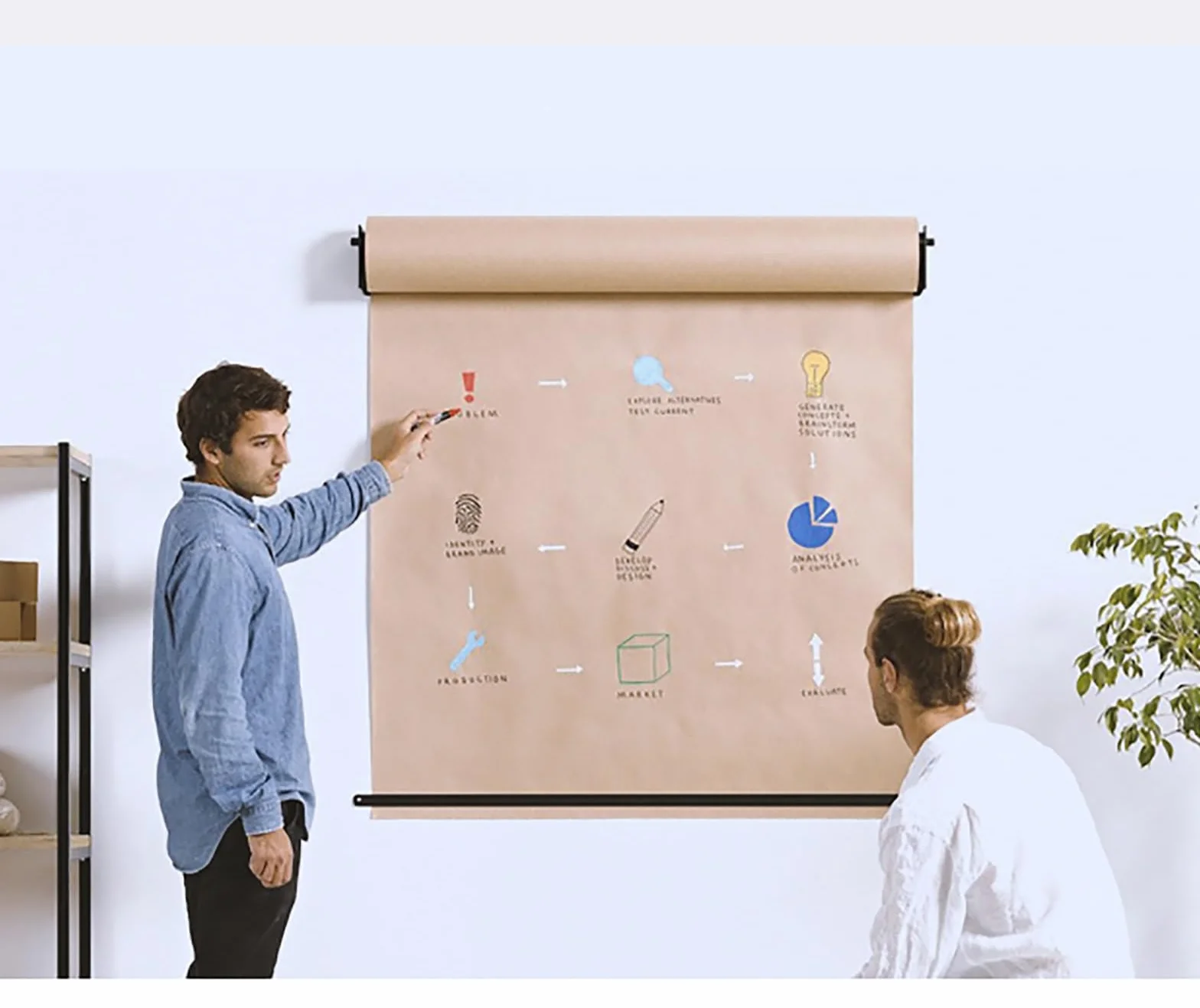 Distributeur Papier Kraft Support Mural 30-90 cm avec Coupe-papier