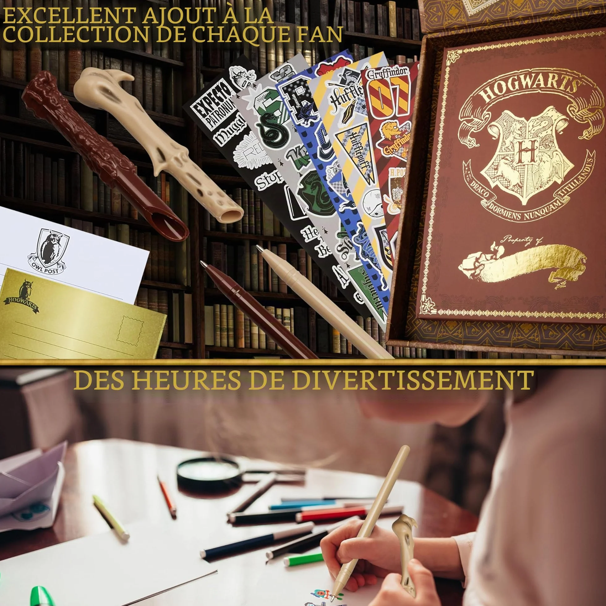 Harry Potter Papeterie Coffret Papier à Lettre Carnet Stylo Baguette Stickers Enveloppes Boite Souvenir